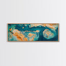 Abstract Ocean Map Painting, Modern Coastal Art, Nautical Wall Decor, Blue and Gold Artwork, Beach House Decor, Living Room Art