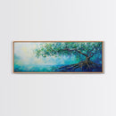 Mystical Tree Art Canvas Print Blue Abstract Nature Wall Decor Dreamy Coastal Artwork Living Room or Bedroom Accent Minimalist Boho