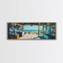 Oceanfront Cafe Scene Canvas Print Beach Bar Wall Art Coastal Decor Seaside Painting Rustic Art Dining Room Kitchen Living Room