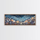 Seashell Beach Framed Canvas Print Coastal Wall Art, Ocean Inspired Artwork, Textured Nautical Painting, Tropical Home Decor