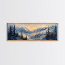 Misty Forest Sunrise Canvas Print Mountain Landscape Painting Nature Inspired Rustic Wall Art Cozy Living Room Decor Fall Aesthetic
