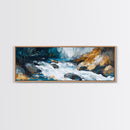 Wild River Rapids Framed Canvas Print Nature Landscape Art Rustic Cabin Wall Decor Adventure Themed Living Room Wall Art