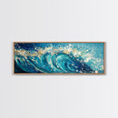 Ocean Wave, Blue Coastal Wall Art, Water Splash Painting, Beach House Decor, Canvas Print, Nautical Style, Bathroom Artwork