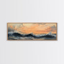 Stormy Ocean, Dramatic Sea Painting, Moody Coastal Wall Art, Nautical Decor, Canvas Print, Sunset Waves, Living Room Artwork