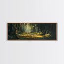 Forest Path, Sunlit Woodland Wall Art, Nature Escape Painting, Cabin Decor, Framed Canvas Print, Outdoor Lover Gift, Entryway Art
