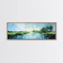 Tranquil, Marshland, Reflection, Nature, Framed Canvas Print, Living Room Wall Art, Impressionist Art, Serene Water Scene