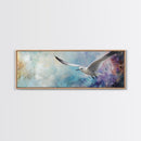 Seagull, Flight, Sky, Freedom, Canvas Print, Coastal Bird Art, Minimalist Nature Painting, Serene Wall Art, Neutral Home Decor