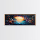 Hidden Cove, Cave Water Reflection, Mystical Wall Art, Framed Canvas Print, Fantasy Landscape, Dreamy Nature Scene, Moody Art, Deep Colors