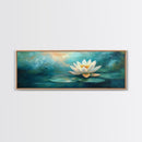 Lotus Flower, Tranquil Water, Canvas Print, Zen Wall Art, Meditation Room Decor, Calm Blue Painting, Bedroom Artwork, Boho Aesthetic
