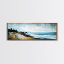 Coastal Cliff View Canvas Print Modern Landscape Painting, Minimalist Seascape Wall Art, Nature Theme Decor, Ocean View Artwork