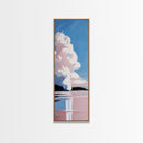 Cloud Reflection, Pink Sky, Blue Horizon, Framed Canvas Print, Minimalist Wall Art, Modern Decor, Living Room Art, Nature Print