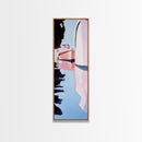 Harbor Reflections, Nautical Wall Art, Coastal Painting, Blue and Pink Decor, Ocean Home, Minimalist Seascape, Framed Canvas Print