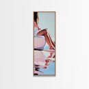 Sunlit Poolside, Elegant Woman Art, Minimalist Feminine Decor, Summer Painting, Warm and Serene Aesthetic, Framed Canvas Print