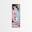 Beach House, Oceanfront Living, Coastal Home, Framed Canvas Print, Tropical Wall Art, Soft Pastel Aesthetic, Living Room Wall Art