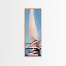 Sailing Dream, Nautical Adventure Art, Soft Pastel Seascape, Elegant Coastal Decor, Minimalist Ocean Scene, Framed Canvas Print