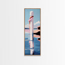 Coastal Reflection, Modern Beach Art, Minimalist Ocean Decor, Contemporary Wall Art, Blue and Pink Seascape, Canvas Print, Bedroom Wall Art