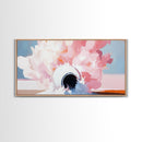 Abstract Explosion, Pink Cloud Art, Surreal Dreamy Painting, Modern Pastel Wall Decor, Whimsical Home Aesthetic, Framed Canvas Print