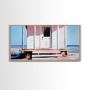 White House, Oceanfront, Rustic, Framed Canvas Print, Coastal Decor, Minimalist Art, Beach House Wall Art, Serene Living Room Art