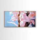 Pink Flowers, Floral Art, Nature Painting, Canvas Print, Spring Wall Decor, Botanical Artwork, Bedroom Decor, Minimalist Pastel Painting