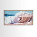 Ocean Wave, Surreal Seascape, Coastal Energy, Beach House Wall Art, Modern Nautical Decor, Blue and Pink Aesthetic, Canvas Print