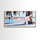Hammock Retreat, Peaceful Escape, Lazy Afternoon, Lakeside Vibes, Framed Canvas Print, Relaxing Wall Art, Bedroom Decor, Nature Gift