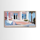 Palm Villa, Tropical House, Beach Home, Coastal Living, Pink Wall Art, Modern Architecture, Vacation House, Minimalist, Canvas Print