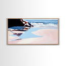 Ocean Shore, Tranquil Seascape Art, Pink Blue Horizon, Serene Beach Wall Decor, Relaxing Coastal Aesthetic, Canvas Print