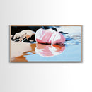 Pink Rock, Water Reflection, Framed Canvas Print, Minimalist Landscape, Nature Aesthetic, Serene Home Decor, Modern Art, Office Wall
