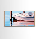 Sailboat Tranquility, Nautical Art, Minimalist Boho, Blue Coastal Decor, Calm Water Reflection, Serene Aesthetic, Canvas Print, Entryway
