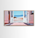 Open Door, Beach View, Coastal Escape, Minimalist Decor, Framed Canvas Print, Neutral Art, Living Room Wall Art, Boho Beach House Art