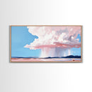 Rainstorm Horizon, Sky Art, Framed Canvas Print, Nature Wall Decor, Dreamy Landscape, Pastel Cloud Painting, Modern Home Vibes
