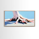 Tree, Root, Beach, Framed Canvas Print, Coastal Wall Art, Nature Inspired, Minimalist Art, Tranquil Home Decor, Pastel Painting