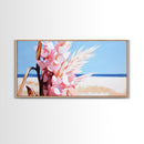 Wildflowers, Coastal Bloom, Boho Floral Art, Ocean Inspired Print, Modern Nature Wall Art, Soft Pastel Aesthetic, Canvas Print