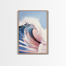 Surf Wave Print, Dynamic Ocean Art, Abstract Beach Painting, Framed Canvas Print, Coastal Home Decor, Nautical Aesthetic, Living Room Art