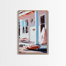 Coastal Cottage Porch, Beach House Art, Nautical Home Print, Framed Canvas Print, Serene Summer Aesthetic, Relaxing Living Room Wall Art