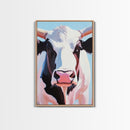 Cow Portrait, Farmhouse Animal Art, Rustic Wall Decor, Country Home Aesthetic, Modern Barn Decor, Canvas Print, Kitchen Wall Art