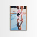 Walking Reflection, Water Art, Abstract Minimalist, Modern Home Decor, Blue and Pink Art, Bedroom Wall Art, Framed Canvas Print