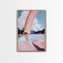 Ethereal Sky, Dreamy Seascape, Colorful Abstract Art, Rainbow Reflection, Modern Landscape, Framed Canvas Print, Living Room Wall Art