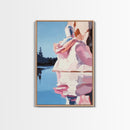 Coastal Escape, Soft Color Landscape, Feminine Art, Minimalist Design, Beach Inspired, Framed Canvas Print, Bedroom Wall Art