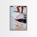 Foot on Sphere, Abstract Art, Surreal Decor, Pastel Aesthetic, Framed Canvas Print, Modern Home, Unique Wall Art, Living Room Painting