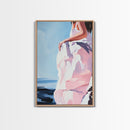 Elegant Woman, Fashion Art, Feminine Aesthetic, Minimalist Painting, Chic Wall Art, Soft Pastel Decor, Canvas Print, Bedroom Wall Art