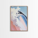 Ocean Curl, Surfer Wave Art, Framed Canvas Print, Beach House Decor, Coastal Painting, Summer Vibes Artwork, Minimalist Seascape
