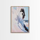 Surf, Ocean Wave, Coastal Art, Framed Canvas Print, Abstract Beach Painting, Blue and White Art, Minimalist Seascape, Bedroom Wall Art
