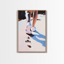 Walking on Sand, Beach Footsteps Art, Ocean Shoreline Print, Minimalist Home Decor, Framed Canvas Print, Modern Coastal Wall Art