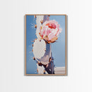 Cactus, Blooming Flower, Desert, Framed Canvas Print, Southwest Wall Art, Boho Aesthetic, Nature Decor, Botanical Art, Bedroom Art