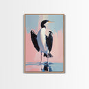 Coastal Bird Art, Modern Seabird Painting, Pastel Beach Decor, Contemporary Animal Print, Framed Canvas Print, Living Room Wall Art