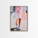 Elegant Woman Art, Fashion Illustration, Minimalist Feminine Painting, Pink Aesthetic Decor, Framed Canvas Print, Bedroom Wall Art