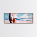 Ocean Breeze, White Dress, Canvas Print, Beach Wall Art, Minimalist Art, Relaxing Home Decor, Blue Sky Painting, Modern Wall Art