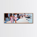 Summer Market, Stylish Women, Canvas Print, European Street Scene, Coastal Town, Fashion Artwork, Chic Home Decor, Travel Aesthetic