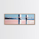 Beach Fence, Coastal Barrier, Ocean Landscape, Framed Canvas Print, Minimalist Seaside Art, Nautical Wall Decor, Summer Home Artwork